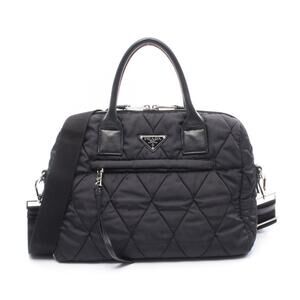 PRADA TESSUTO BOMBER Handbag Nylon Leather Black